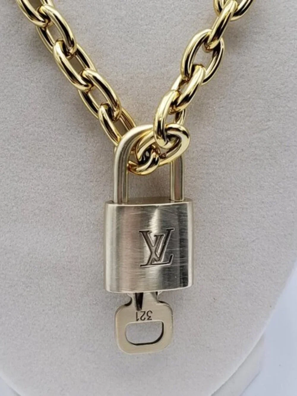 18K Gold-Plated Necklace with Authentic Louis Vuitton Padlock